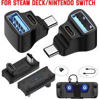 180 Degree Angle USB Adapter for Steam Deck 1 To 2 USB C Adapter 20Gbps 8K 60HZ PD 140W Extension Connector for ASUS Rog Ally