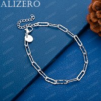 ALIZERO New 925 Sterling Silver Shiny Link Chain Bracelets For Women Girl Fashion Accessories Trend Jewelry Gift