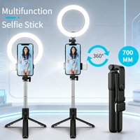 Portable Bluetooth Selfie Stick Tripod Holder with Remote Shutter Fill Light Extendable Wireless Remote Retractable Phone Stand