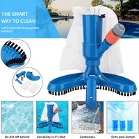 Tragbarer Teich-Staubsauger, Unterwasserreiniger mit Bürstentasche, blaues, halbmondförmiges, professionelles Reinigungswerkzeug für Schwimmbäder