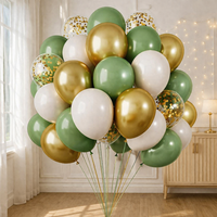 32/62pcs Sage Green & Gold Confetti Balloons Set for Birthday Wedding Graduation Eucalyptus Themed Party Decor