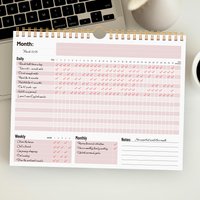1Pc A4 Habit Tracker: 12 Months Recordable, Undated Daily Weekly Monthly Habit Tracker Planner, Calendar Journal Spiral Binding