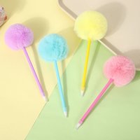 6Pieces Furry Pom Ballpoint Pen for Child Boy Girl Student Game Reward Christmas Stocking Fillers 0.7mm Smooth to Write