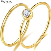 VQYSKO Zircon Braided Interlocking Rings Stackable Anniversary Ring Christmas Gifts For Couple Minimalist