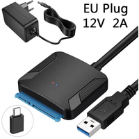 SATA to USB Adapter, USB 3.0 to SATA III Internal Hard Drive Reader for 2.5/3.5" SSD/HDD with 12V DC Adapter Supply