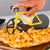 Bicycle Pizza Cutter with Dual Wheels - Stainless Steel Pizza Knife, Yellow/Blue/Red/, for Home & Professional Kitchen