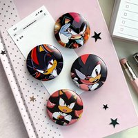 Shadow The Hedgehog Laser Badge Creative Pins Brooch for Bag Clothes Hat Decor Gifts Fans Collect