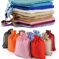 10Pcs Jute Natural Burlap Bag Jute Gift Bags Multi Size Jewelry Travel Storage Pouch Mini Candy Jute Packing Bags for Gift Bag
