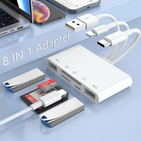 Three-wire 5-in-1 card reader, multi-function OTG converter, high-speed transmission, compatible with Iphone/Android/ipad