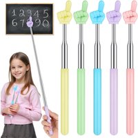 1pcs Stainless Steel Teaching Pointer Telescopic Rod Finger Design Whiteboard Teaching Stick School Office Supplie For Classroom