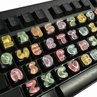 36pcs Random Color Long Nail Art Keycap Set, Resin Buttons with Letters & Numbers, Anti-mistouch, Easy to Install