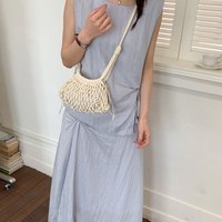 Summer Solid color Straw Woven Macrame Net Sweet Shoulder Bag High Quality Beach Hollow Out Retro Crossbody Bags for Women