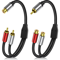 0.3m/1ft Short RCA Splitter Audio Cable RCA 1 to 2 Male to Female Jack Adapter Cord for TV CD DVD Subwoofer Amplifier Speaker
