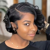 Black Curly Pixie Wigs Human Hair 100% Natural Realistic Tangle Free 13X4X1 Lace Front Glueless Wig For Women Ready To Wear