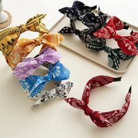 Fashion Cotton Cashew Flowers Printing Soft Wide Hairhoop Hair Accessories for Women Casual Bow Cross Ethnic Headband