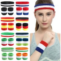 3Pcs Rainbow Color Stripe Sweatband Moisture Wicking Summer Sport Headband Wristband for Fitness Running Yoga Football Athletics
