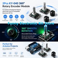 2Pcs KY-040 360° Rotary Encoder Module for Arduino Development Board with Knob Cap 5V Compatible Electronic DIY Kit