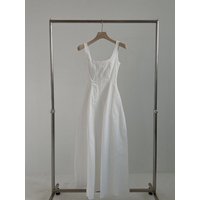 Slimming High Waist Strapless Midi Dress Knee-Length A-Line Silhouette Commute Style Summer Fashion Korean Design
