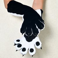 Cosplay Furry Cat Claw Long Gloves Five-Finger Paws Mittens Costume Accessories for Halloween