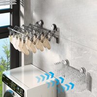 Foldable Invisible Suction Cup Sock Drying Rack 20 Clips Space Saving Multi Functional Laundry Organizer No Drilling