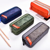 Double Zipper Camouflage Canvas Pencil Case Boys Pencil Bag School Stationery Bag Student Pen Case School Supplies Storage Bags