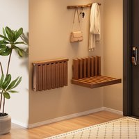1pc wall mounted multifunctional solid wood folding stool, shoe changing stool, suspended storagng stool, suspended storage rack