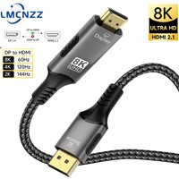 8K DP to HDMI Cable 8K@60Hz 4K@144Hz HDR unidirectional Braided Nylon for PCs Laptops Monitors TVs Project