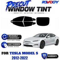 RAVOOY Precut Window Tint, Reusable Removable EPU Film, Custom Fit for Tesla Model S 2012-2022, UV Heat Protection