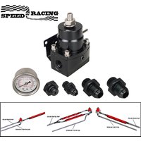 Adjustable Fuel Pressure Regulator with White Oil Gauge With AN8/10 Feed Fitting & AN6 Return Line Fitting & AN8/10 End Cap