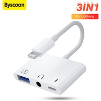 3 in 1 Lightning to 3.5mm Jack/Charging/USB 3.0 For Data Transmission OTG Adapter Converter For iPhone 17 16 headset Samsung