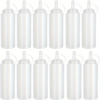 6pcs/12pcs 8oz Plastic Squeeze Bottles Multipurpose Squirt Bottles for Ketchup Condiments BBQ Sauce Dressing Grilling Crafts