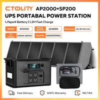 CTOLITY AP2000 2400W Portable Solar Generator 2048Wh Lifepo4 Battery Power Station 200W Solar Panel USB TYPE-C emergency Supply