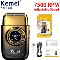 Kemei KM-T228 Men's Shaving Machine LED Display Electric Shaver Cordless Professional Reciprocating Twin Blade Beard Shaver