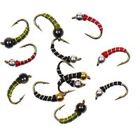 9 or 12pcs 18# Hook Brass Beadhead Zebra Midge Fly Trout Nymph Midge Pupae Buzzer Larva Tying Hook Trout Fishing Fly Lure Bait
