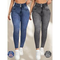 Denim Print Yoga Long Pants Tummy Control Butt Lifting Breathable Comfortable Fashionable for Sports And Daily Wear