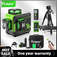 Huepar Osram Laser-Nivelliergerät 3x360 ° Selbstnivellierende 3D-12-Linien-LCD-Anzeige mit Bluetooth-Fernbedienung und 2 Li-Ionen-Batterien Z03CG