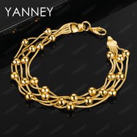 New Women 925 Sterling Silver 18K Gold Fine 8 Inches Bead Necklace Bracelet For Fashion Wedding Charm Gift Jewelry Accessories