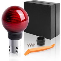 Pommeau de levier de vitesse universel en fibre de carbone, boule ronde compatible avec les accessoires de voiture à transmission automatique avec verrouillage/bouton