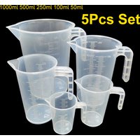 5Pcs Set 1000ml 500ml 250ml 100ml 50ml Milk Tea Cup PC Measuring Cup Laboratory Measuring Cup Kitchen Measuring Cup