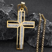 Catholic Crucifix Cross Necklace for Women Men Stainless Steel Christian Religious Male Chain Jewelry colar masculino N4943