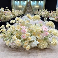 Luxury Champagne Pink Rose Artificial Flower Row Wedding Backdrop Floral Arrangement Road Lead Centerpiece Decor