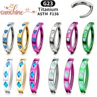 1PCS Implant Grade G23 Titanium Cz Belly Button Ring Septum Rings Clicker Belly Clip Navel Ring Curved Barbell Piercing Jewelry