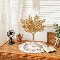 10Pcs Artificial Plants Golden Leaves Festival Home Table Decorations Outdoor Wedding Garden Yard Garland Wreath DIY Gifts Prop