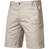 2024 New Summer 100% Cotton Shorts Men Solid Color Elastic Waist Short Pants High Quality Casual Business Social Men's Shorts