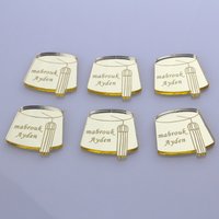 Lot de Chapeaux Mignons en Acrylique avec Miroir localité et Argenté, Étiquettes de Décoration Personnalisées avec Noms de Bébé Gravés, pour ixde Baptême, 12 Pièces