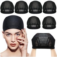 6 PCS MeshBlack Wig Caps for Women, breathable and comfortable ,Stretchable Nylon Net Dome Cap for Wigs Suitable for Daily Life