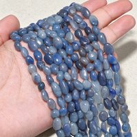 Natural Stone Blue Aventurine Oval Shape Beads Polished Loose Spacer Bead For Jewelry Making Diy Necklace Bracelet Accessory 15"