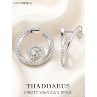 Round Wave with Stones Stud Earrings Europe Fine Jewerly For Women Brand New Trendy Summer Gift In Real 925 Sterling Silver