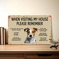 Funny Jack Russell Terrier Dog Aluminum Metal Wall Decor 2D Flat Sign 1PC for Kitchen Bedroom Bar Office Garden Pet Owner Gif