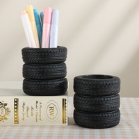 Creative Tire Shaped Pen Holder, Car Wheel Pencil Cup Desk Organizer, Office Supplies Storage, Makeup Brush Holder Decor Gift